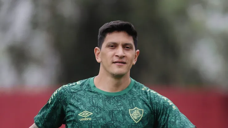 Germán Cano durante treino do Fluminense na última sexta-feira (6). Foto: Lucas Merçon/Fluminense FC