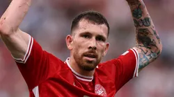 Pierre-Emile Hojbjerg pela Dinamarca em partida da Eurocopa. (Photo by Alex Grimm/Getty Images)