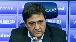 RS - PORTO ALEGRE - 29/06/2023 - GREMIO, COLETIVA DO PRESIDENTE ALBERTO GUERRA - Alberto Guerra presidente do Gremio juntamente de Antonio Brum, o novo Vice-Presidente de Futebol do Gremio durante em coletiva de imprensa realizada no CT Luiz Carvalho.