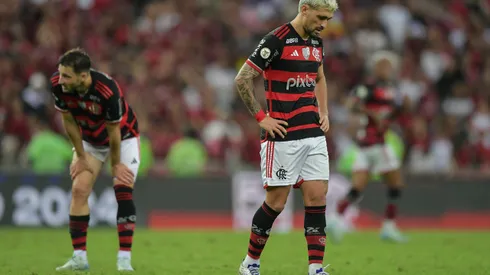 Arrascaeta jogador do Flamengo lamenta durante partida. Foto: Thiago Ribeiro/AGIF