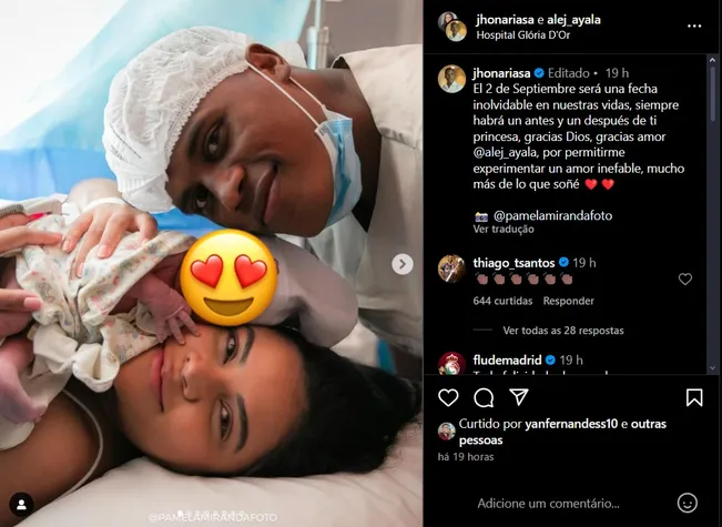 Print do Instagram de Jhon Arias- Foto: Pamela Miranda