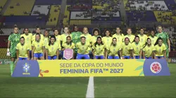 Equipe da Seleção Brasileira de Arthur Elias, posando para foto oficial no Estádio Kleber Andrade após amistoso com a Colômbia - Copa do Mundo 2024