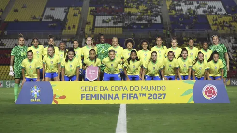Equipe da Seleção Brasileira de Arthur Elias, posando para foto oficial no Estádio Kleber Andrade após amistoso com a Colômbia – Copa do Mundo 2024