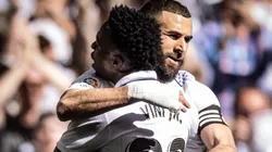 Real Madrid x Valladolid Benzema Vini Jr Real Madrid in action during the game valid for La Liga at the Santiago Bernabeu stadium, in Madrid, today April 2, 2023. Copyright: xx AB4I3559