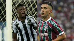 Matheus Babi e Leo Fernández, em suas passagens pelo Botafogo e Fluminense. Foto: Thiago Ribeiro/Jorge Rodrigues/AGIF