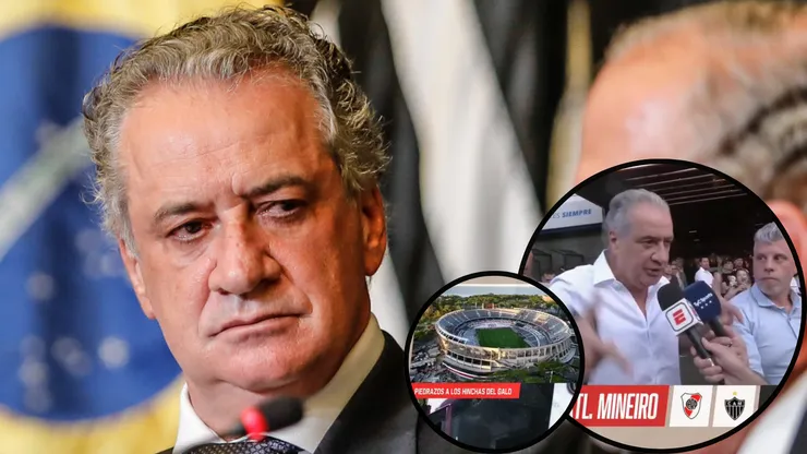 Presidente do Atlético-MG detonou segurança de Buenos Aires para trajeto do hotel ao estádio do River - Fotos: Bruno Cantini/CAM e Reprodução/ESPN ARG