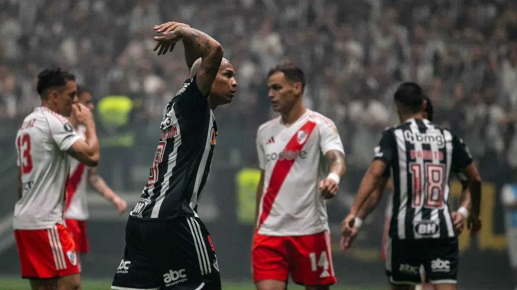 Deyverson jogador do Atlético-MG durante partida contra o River Plate na Arena MRV pela Copa Libertadores 2024. Foto: Fernando Moreno/AGIF