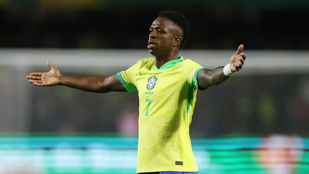 Vini Jr. pela Seleção Brasileira contra o Equador.. Foto: ucas Figueiredo/Getty Images
