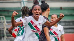 Keke, atacante do Fluminense Feminino comemora seu gol sobre o Resende no Campeonato Carioca 2024
