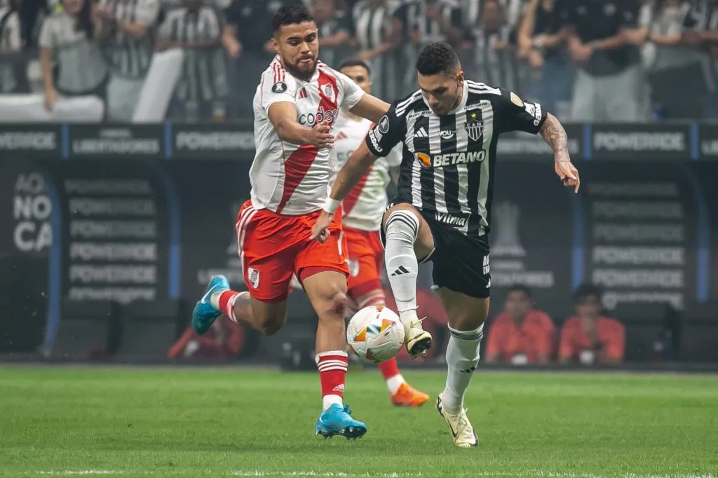 No primeiro jogo, em BH, o Galo venceu o River Plate por 3 a 0. Foto: Fernando Moreno/AGIF