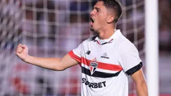 Pablo Maia, jogador do Sao Paulo comemora gol durante partida contra o Novorizontino no estadio Morumbi pelo campeonato Paulista 2024