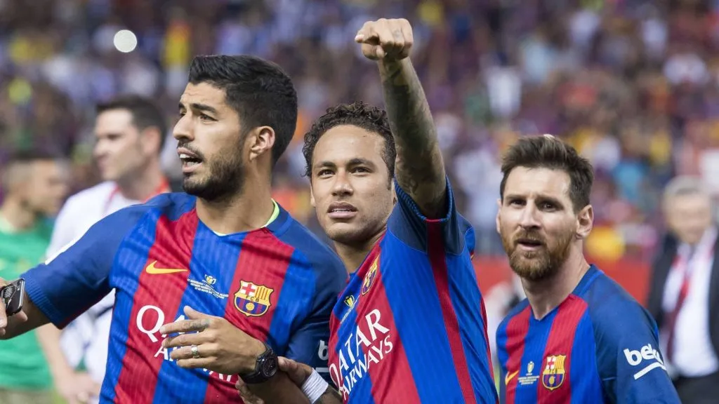 Foto: IMAGO / Alterphotos – Ney, Messi e Suárez formaram trio de ataque histórico no Barcelona.
