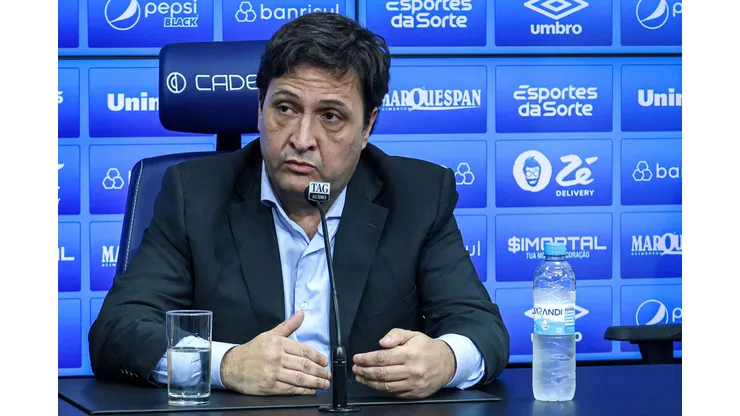 RS - PORTO ALEGRE - 29/06/2023 - GREMIO, COLETIVA DO PRESIDENTE ALBERTO GUERRA - Alberto Guerra presidente do Gremio durante em coletiva de imprensa realizada no CT Luiz Carvalho. Foto: Maxi Franzoi/AGIF