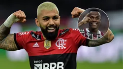 Gabigol e Arias são indicados por Edmundo - Thiago Ribeiro/AGIF (foto grande) - Alexandre Loureiro/AGIF (foto pequena).