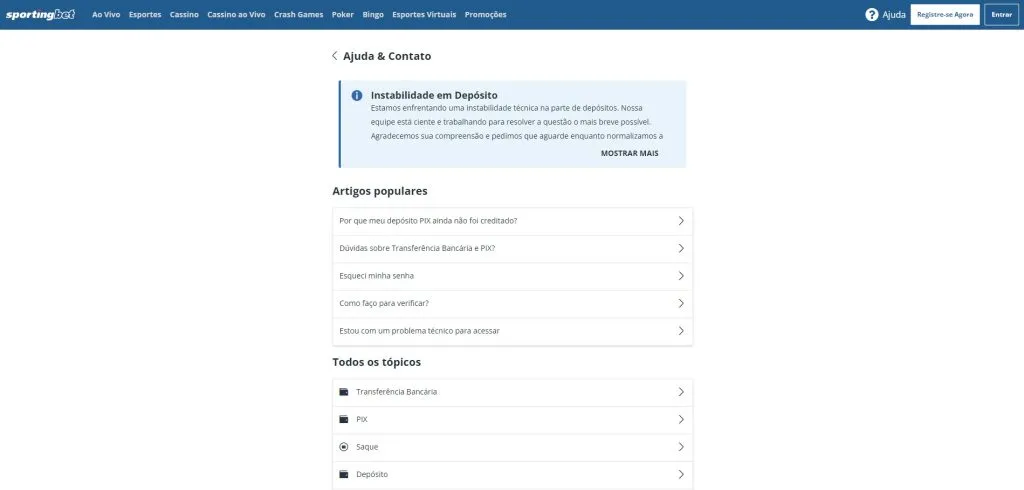 Sportingbet Ajuda