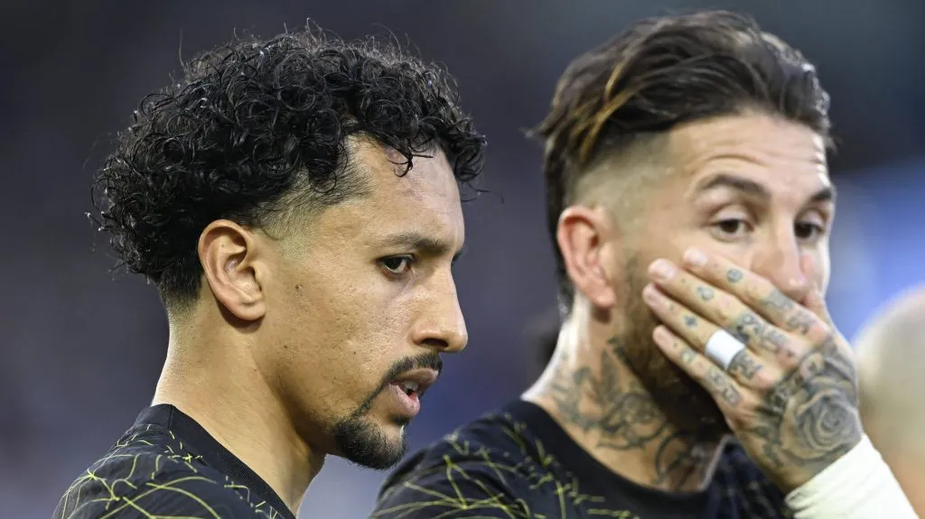 Foto: IMAGO /&nbsp;ABACAPRESS – Sergio Ramos e Marquinhos atuaram juntos no PSG e são dois nomes midiáticos comentados no Alvinegro.