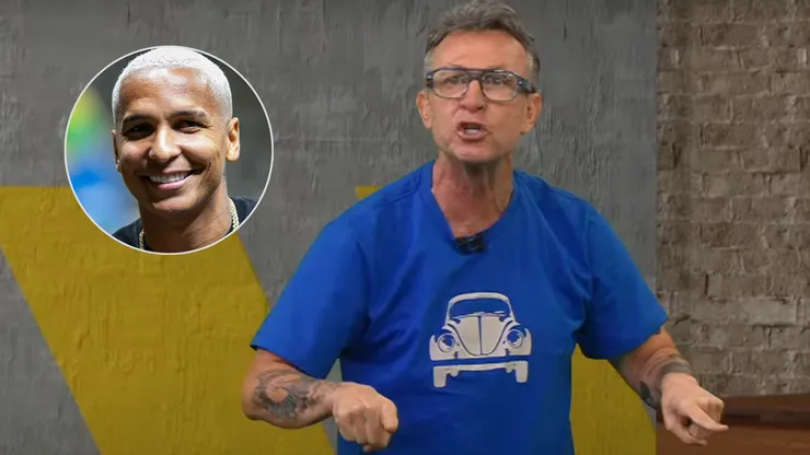 Deyverson ganha elogios de Neto - Fernando Moreno/AGIF (foto pequena) - Reprodução/TV Bandeirantes (foto grande).