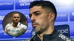 Luis Suárez e Braithwaite, pelo Grêmio. Fotos: Maxi Franzoi e Gilson Lobo/AGIF