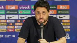 Arthur Elias tecnico do Brasil durante coletiva apos partida de futebol feminino contra a Jamaica na Arena de Pernambuco neste sabado (1), valida como amistoso de preparacao para os amistosos da Copa do Mundo