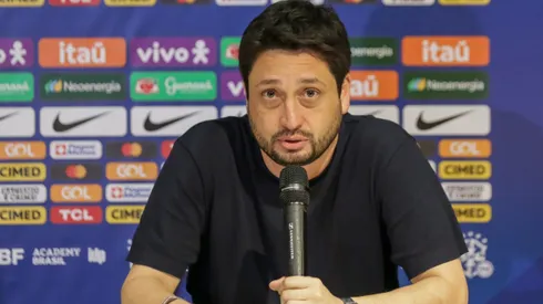 Arthur Elias tecnico do Brasil durante coletiva apos partida de futebol feminino contra a Jamaica na Arena de Pernambuco neste sabado (1), valida como amistoso de preparacao para os amistosos da Copa do Mundo