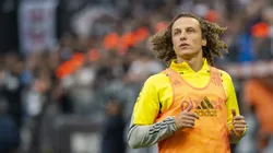 David Luiz durante aquecimento, na Neo Química Arena