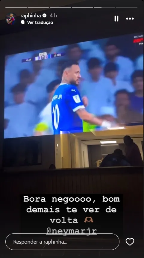 Print do Story no Instagram de Raphinha – Foto: Arquivo pessoal/Raphinha