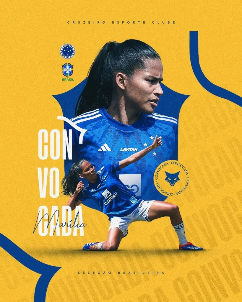 Marília, atacante do Cruzeiro convocada para a Seleção Brasileira Feminina – Foto: CBF/divulgação; Cruzeiro