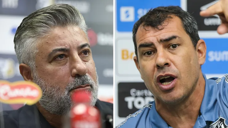Gallo e Carille mal se comunicam nos bastidores do Santos e pioram clima na Série B - Fotos: Reinaldo Campos e Luiz Erbes/AGIF