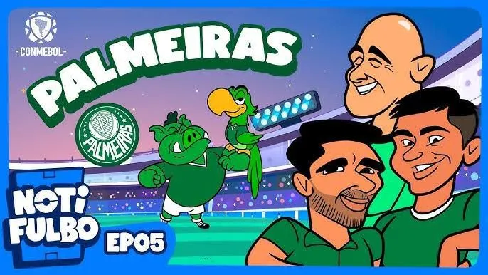 Libertadores do Palmeiras em desenho animado da Conmebol. Foto: Reprodução