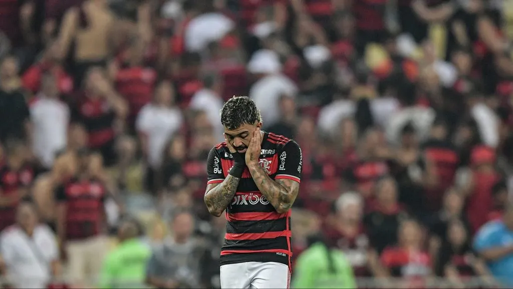 Gabigol lamenta chance desperdiçada no Flamengo. Foto: Thiago Ribeiro/AGIF
