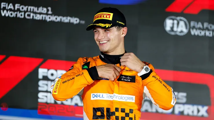 Norris no pódio do GP de Singapura (2024)