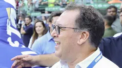 Marcelo Teixeira ao lado de Leila Pereira antes da final do Paulistão 2024.