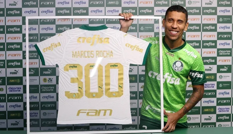 Recentemente, Marcos Rocha atingiu a marca de 300 jogos pelo Palmeiras. Foto: Cesar Greco/Palmeiras
