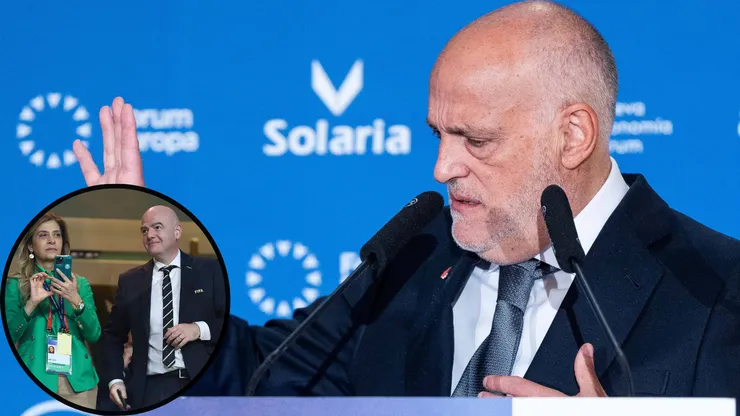 Javier Tebas, presidente de LaLiga, pediu cancelamento do Super Mundial de Clubes de 2025 - Fotos: GETTY IMAGES e IMAGO