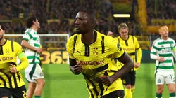 Serhou Guirassy comemora gol pelo Borussia Dortmund em partida da UEFA Champions League diante do Celtic. (Photo by Dean Mouhtaropoulos/Getty Images)