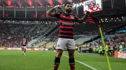 Gabriel Barbosa durante comemoração do gol contra o Corinthians