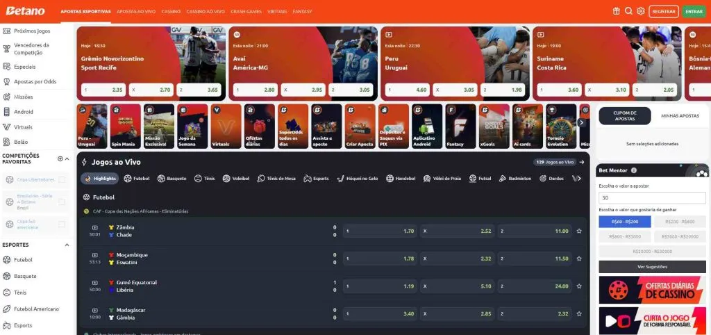 A Betano oferece uma grande variedade de apostas