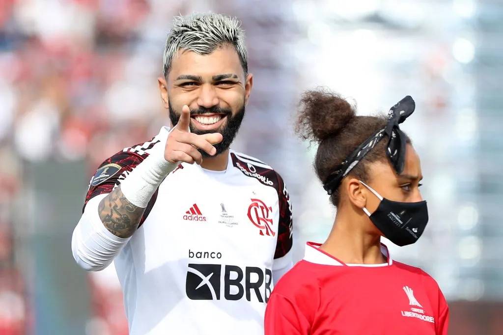 Gabigol na final contra o Palmeiras, na Libertadores de 2021. (Foto: Buda Mendes/Getty Images)