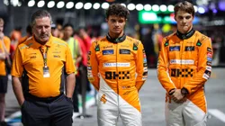 Zak Brown, Norris e Piastri no GP de Singapura (2024)