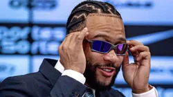 - Memphis Depay durante sua apresentação oficial como jogador do Corinthians em coletiva de imprensa realizada no Arena Corinthians. Foto: Leonardo Lima/AGIF