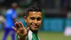Dudu, jogador do Verdão, durante aquecimento no Allianz Parque.