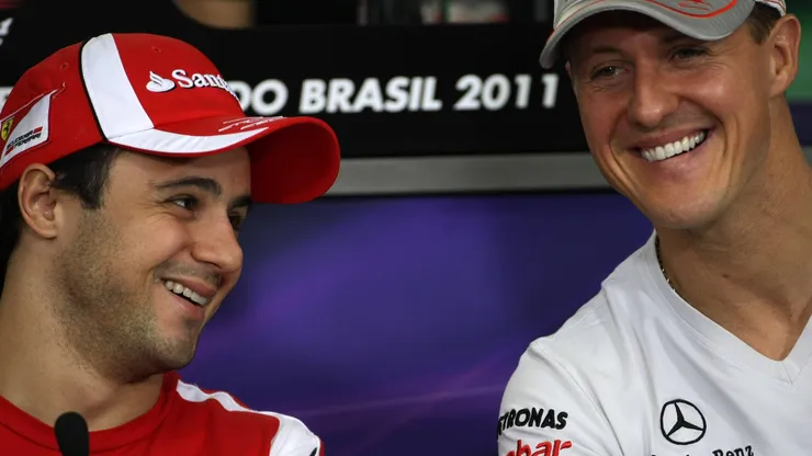 Schumacher e Felipe Massa no GP do Brasil em 2011