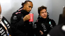 Hamilton e Toto Wolff no GP da Holanda, em 2023
