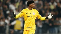 Hugo Souza goalkeeper of Corinthians reacts during a match between Corinthians and Gremio as part of Brasileirao Series A 2024 at Neo Quimica Arena on July 25, 2024 in Sao Paulo, Brazil