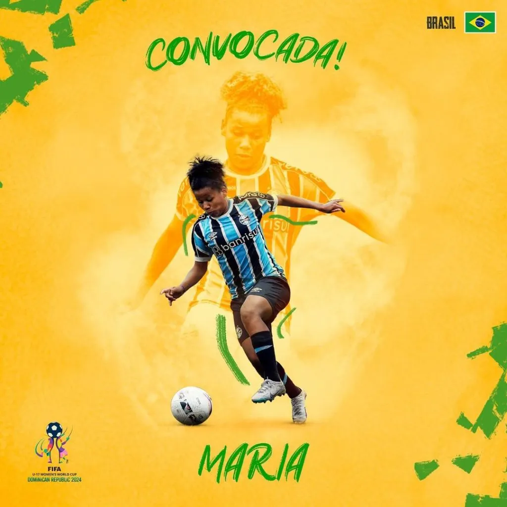A atacante das #GuriasGremistas foi chamada para representar o Brasil na competição mundial, que será disputada em outubro – Foto: Gurias Gremistas/Grêmio
