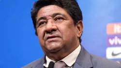 Ednaldo Rodrigues em entrevista coletiva no Estádio Wembley, em treinamento da Seleção Brasileira.