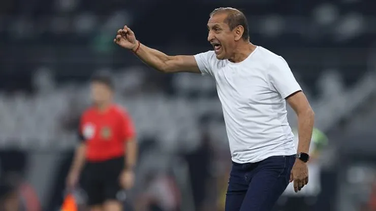 Ramon Diaz, técnico do Corinthians, faz gestos durante uma partida do Brasileirao 2024 entre o Botafogo e o Corinthians no Estádio Olímpico Nilton Santos