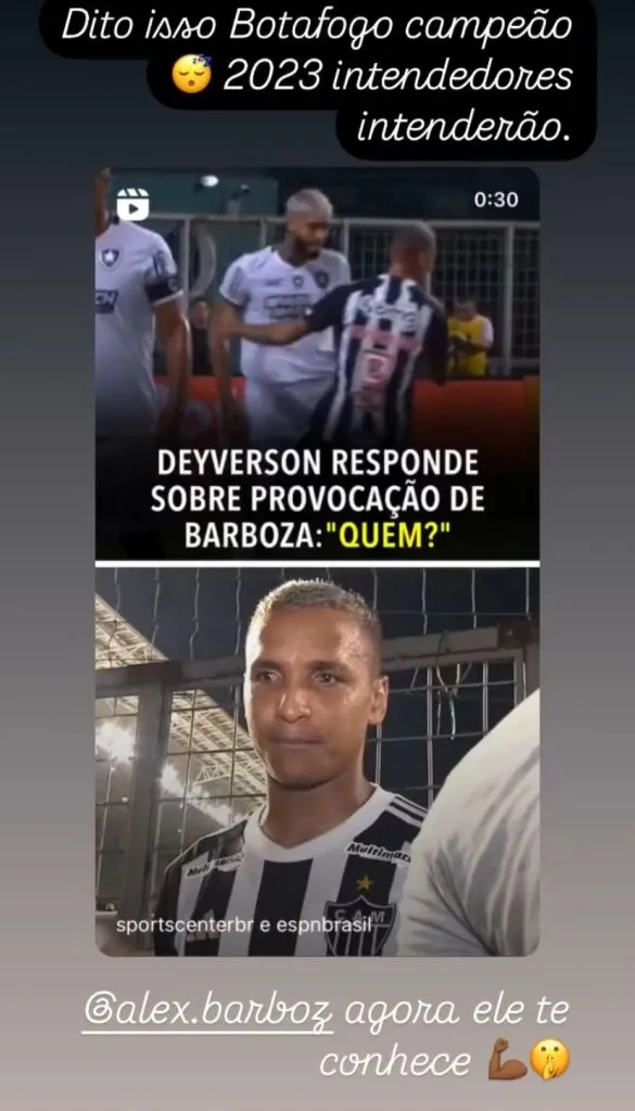Júnior Santos provoca Deyverson. Instagram/Júnior Santos.