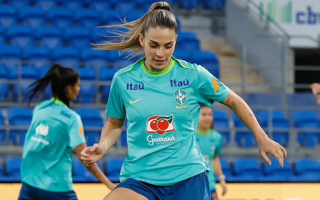 Gio Queiroz, durante treino no CBUS Super Stadium como foco na final contra a Austrália. Foto:  Rafael Ribeiro/CBF
