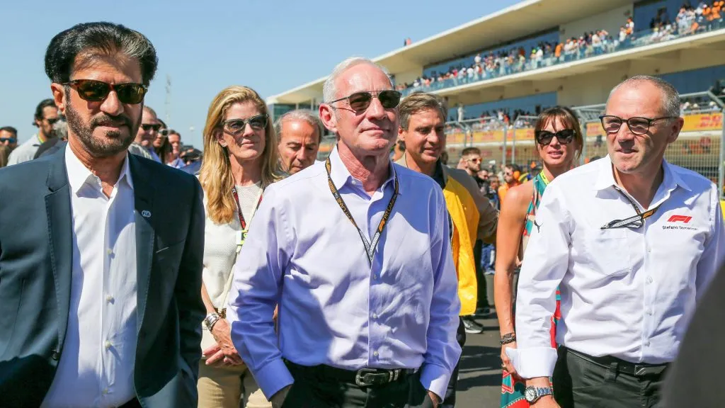 Ben Sulayem, Maffey e Domenicali no GP dos EUA